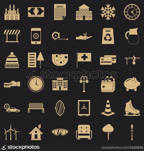 Rich villa icons set. Simple style of 36 rich villa vector icons for web for any design. Rich villa icons set, simple style