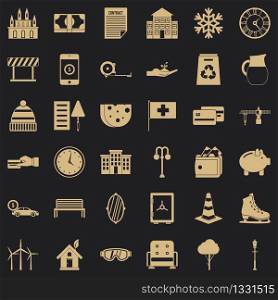 Rich villa icons set. Simple style of 36 rich villa vector icons for web for any design. Rich villa icons set, simple style