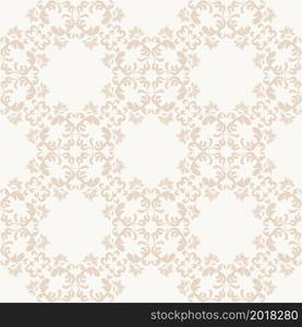 Rich vintage background with damask pattern. Beige seamless baroque pattern. Vector. For textiles, wallpaper, tiles or packaging.. Rich vintage background with damask pattern.