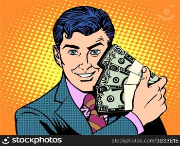 Rich with wads of dollars. The business concept of financial success pop art retro style. Rich with wads of dollars. business concept