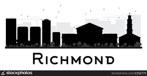 Richmond City skyline black and white silhouette. Vector illustration. Simple flat concept for tourism presentation, banner, placard or web. Business travel concept. Cityscape with landmarks