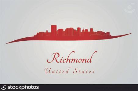 Richmond skyline in red and gray background in editable vector file