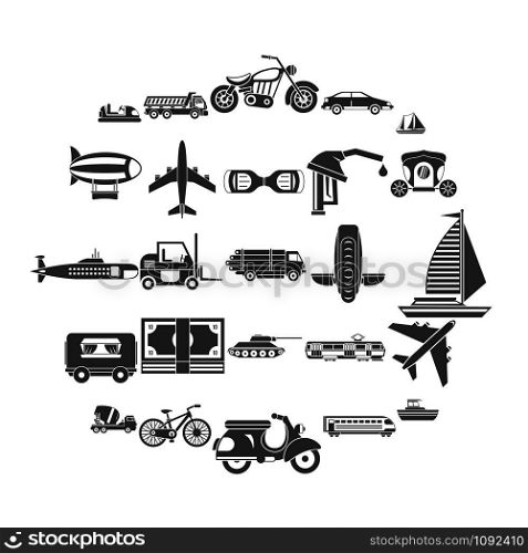 Ride icons set. Simple set of 25 ride vector icons for web isolated on white background. Ride icons set, simple style