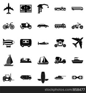 Ride icons set. Simple set of 25 ride vector icons for web isolated on white background. Ride icons set, simple style
