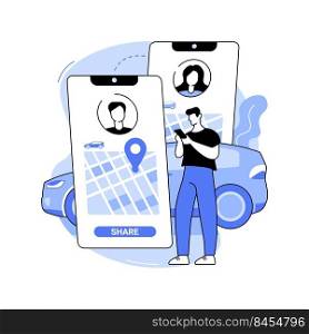 Ride-sharing apps isolated cartoon vector illustrations. Smartphone with ride-sharing app, estimating time of arrival, pup-up sign with minutes, IT technology, data transfer vector cartoon.. Ride-sharing apps isolated cartoon vector illustrations.