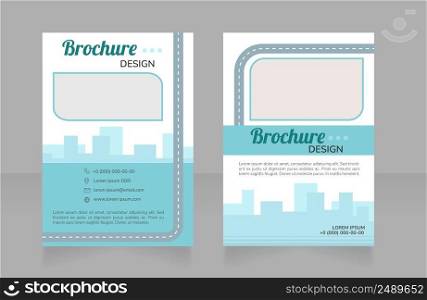 Ride sharing service blank brochure design. Template set with copy space for text. Premade corporate reports collection. Editable 2 paper pages. Lobster Regular, Nunito SemiBold, Light fonts used. Ride sharing service blank brochure design