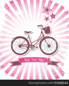 Ride your bike sunburst banner vector illustration