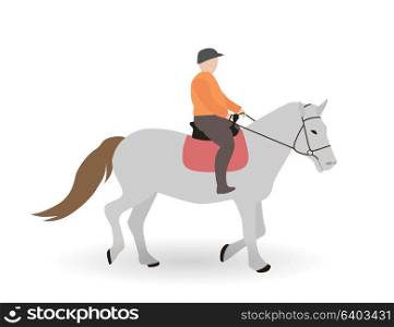 Rider on Gray horse. Vector Illustration. EPS10. Rider on Gray horse. Vector Illustration.