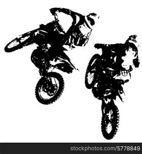 Rider participates motocross championship. Vector illustration.