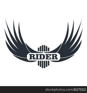 Rider wing logo. Simple illustration of rider wing vector logo for web. Rider wing logo, simple gray style