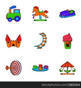 Rides icons set. Cartoon illustration of 9 rides vector icons for web. Rides icons set, cartoon style