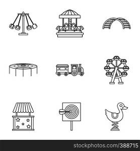 Rides icons set. Outline illustration of 9 rides vector icons for web. Rides icons set, outline style