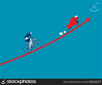 Riding bike growing graph with bull running. Bull Marketing