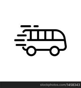 riding bus on way icon vector. riding bus on way sign. isolated contour symbol illustration. riding bus on way icon vector outline illustration