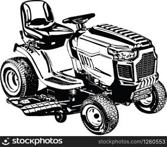 Riding Lawnmower Lawn Tractor Vector Illustration