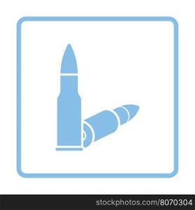 Rifle ammo icon. Blue frame design. Vector illustration.