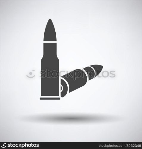 Rifle ammo icon on gray background, round shadow. Vector illustration.