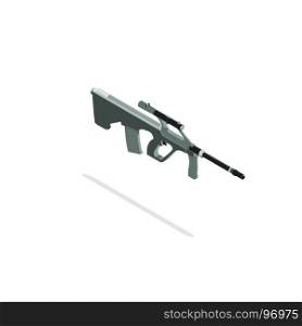 Rifle sniper isometric vector hunting gun illustration silhouette isolated icon assault weapon military