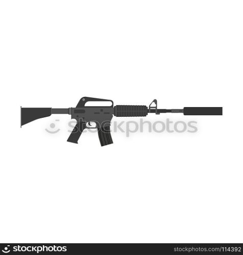 Rifle vector gun assault weapon military war illustration silencer. Army isolated gun sniper automatic special