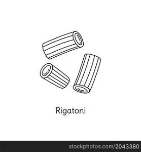 Rigatoni pasta illustration. Vector doodle sketch. Traditional Italian food. Hand-drawn image for engraving or coloring book. Isolated black line icon. Editable stroke.. Rigatoni pasta illustration. Vector doodle sketch. Traditional Italian food. Hand-drawn image for engraving or coloring book. Isolated black line icon. Editable stroke