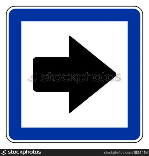 Right arrow and road sign