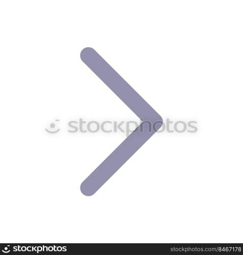 Right arrow flat color ui icon. Navigation direction. Pointing sign. Angle bracket. Mathematics symbol. Simple filled element for mobile app. Colorful solid pictogram. Vector isolated RGB illustration. Right arrow flat color ui icon