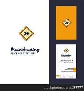Right arrow road sign Creative Logo and business card. vertical Design Vector