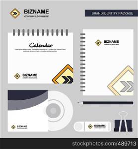 Right arrow road sign Logo, Calendar Template, CD Cover, Diary and USB Brand Stationary Package Design Vector Template