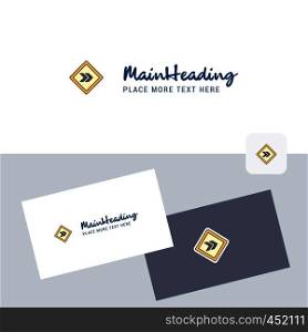 Right arrow road sign vector logotype with business card template. Elegant corporate identity. - Vector