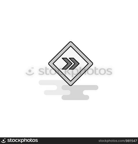 Right arrow road sign Web Icon. Flat Line Filled Gray Icon Vector