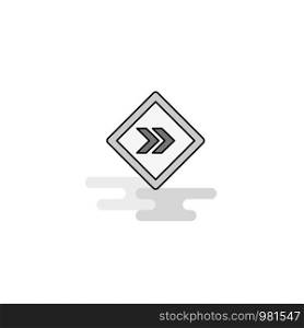 Right arrow road sign Web Icon. Flat Line Filled Gray Icon Vector