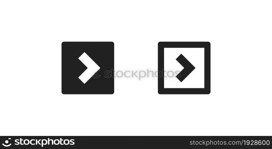 Right arrow simple icon set. Pointer, web design sign, button in vector flat style.