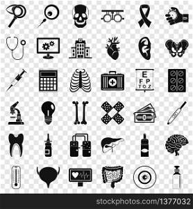 Right diagnostic icons set. Simple style of 36 right diagnostic vector icons for web for any design. Right diagnostic icons set, simple style