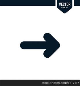 Right direction arrow icon collection in solid color or glyph style