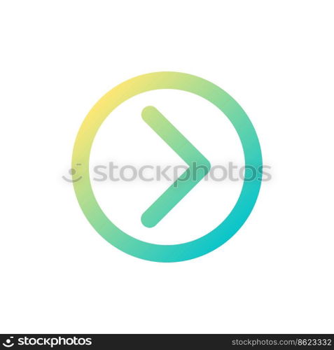 Right direction pointer pixel perfect gradient linear ui icon. Website interactive element. Line color user interface symbol. Modern style pictogram. Vector isolated outline illustration. Right direction pointer pixel perfect gradient linear ui icon