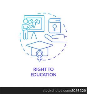 Right to education blue gradient concept icon. Sexual health. Interpersonal relationship. Reproductive choice. Social justice abstract idea thin line illustration. Isolated outline drawing. Right to education blue gradient concept icon