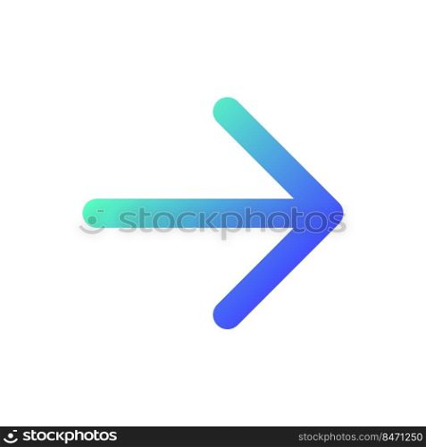 Rightwards arrow pixel perfect gradient linear ui icon. Pressing right. Setting menu. Navigation control. Line color user interface symbol. Modern style pictogram. Vector isolated outline illustration. Rightwards arrow pixel perfect gradient linear ui icon
