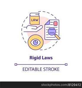 Rigid laws concept icon. Cooperative society disadvantage abstract idea thin line illustration. Rules and regulations. Isolated outline drawing. Editable stroke. Arial, Myriad Pro-Bold fonts used. Rigid laws concept icon