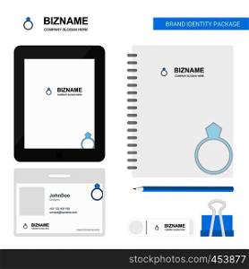 Ring Business Logo, Tab App, Diary PVC Employee Card and USB Brand Stationary Package Design Vector Template