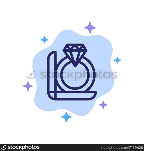 Ring, Diamond, Gift, Box Blue Icon on Abstract Cloud Background