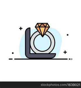 Ring, Diamond, Gift, Box Business Logo Template. Flat Color