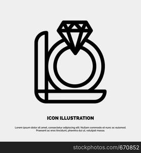 Ring, Diamond, Gift, Box Vector Line Icon