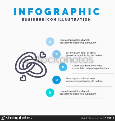 Ring, Engagement, Wedding Ring, Engagement Ring, Love Line icon with 5 steps presentation infographics Background
