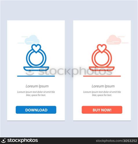 Ring, Heart, Proposal Blue and Red Download and Buy Now web Widget Card Template