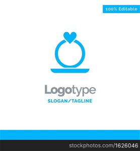 Ring, Heart, Proposal Blue Business Logo Template