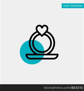 Ring, Heart, Proposal turquoise highlight circle point Vector icon