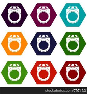 Ring icon set many color hexahedron isolated on white vector illustration. Ring icon set color hexahedron