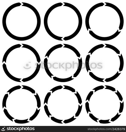 ring is broken into sectors of circular arrows icon vector infographics download of loading, set icons ring broken sectors transparent background for concept design. Round shape
