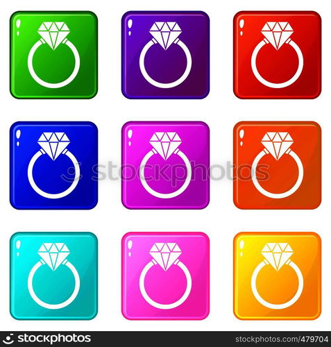 Ring LGBT icons of 9 color set isolated vector illustration. Ring LGBT set 9