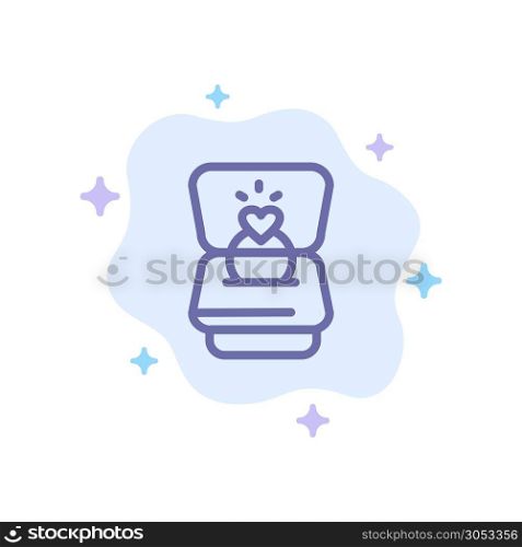 Ring, Love, Heart, Wedding Blue Icon on Abstract Cloud Background
